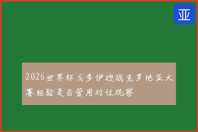 2026世界杯戈多伊迎战克罗地亚大赛经验是否管用对位观察